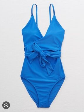 aerie Royal Blue One-Piece Swimsuit with Waist Tie